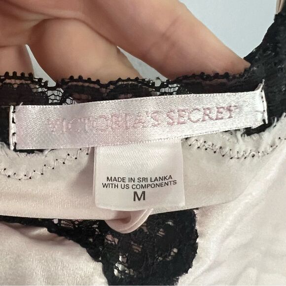 Victoria Secret Vintage Y2K‎ Baby Pink Lace Satin Slip Mini Dress - Medium - Picture 5 of 6